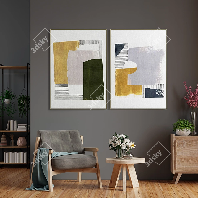 Modern Abstract Photo Frame Set 3D model image 4