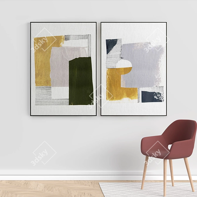 Modern Abstract Photo Frame Set 3D model image 5