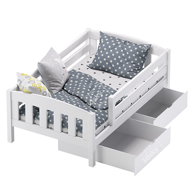 Ernie Children's Bed with Side Drawers 3D model image 4