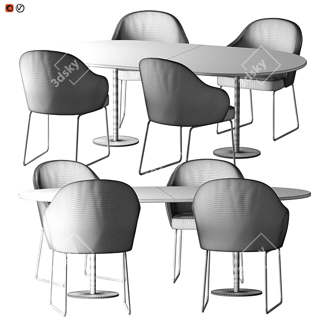 Modern Dining Table Chair Set 3D model image 2