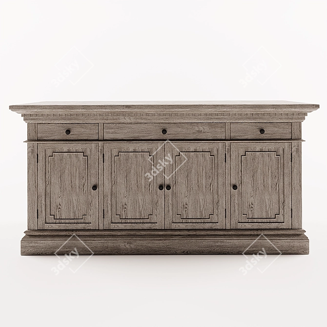 Craftsman Carved 65" Media Console 3D model image 3