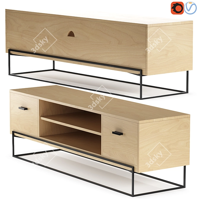 Sleek Alinea Steel TV Cabinet 3D model image 1