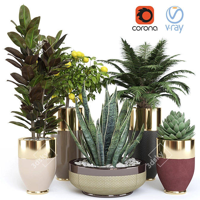 Sleek Longhi Godwin Plant Pot 3D model image 1