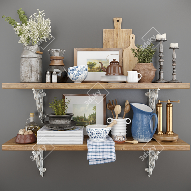 Vintage Rustic Kitchen Decor 3D model image 6