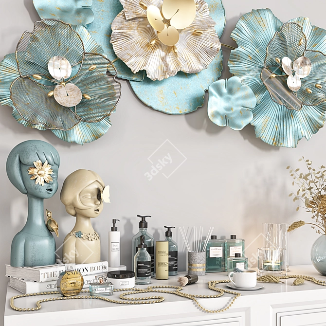 Modern Metal Wall Decor Set 3D model image 2