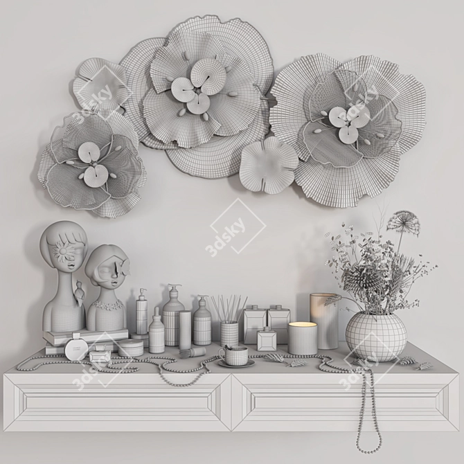 Modern Metal Wall Decor Set 3D model image 4