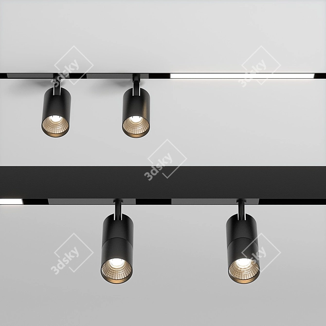 Sleek Black Track Lights 3D model image 1