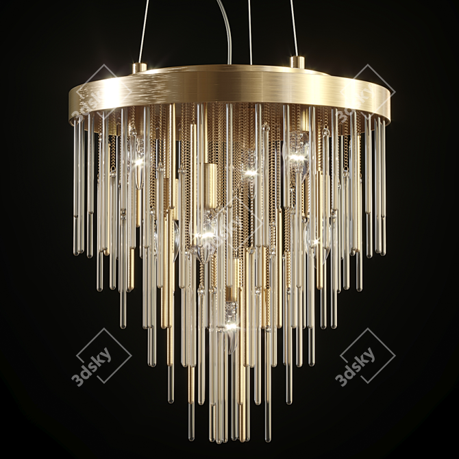 Modern Brass Ring Pendant Lamp 3D model image 1