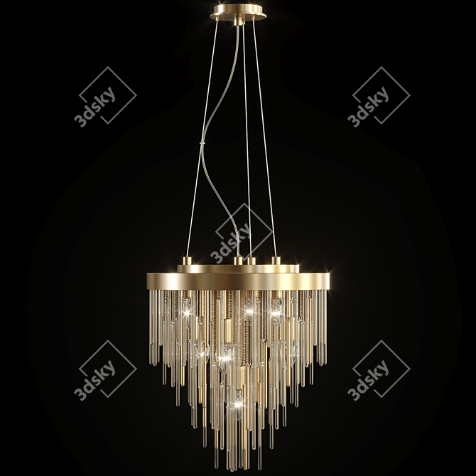 Modern Brass Ring Pendant Lamp 3D model image 2