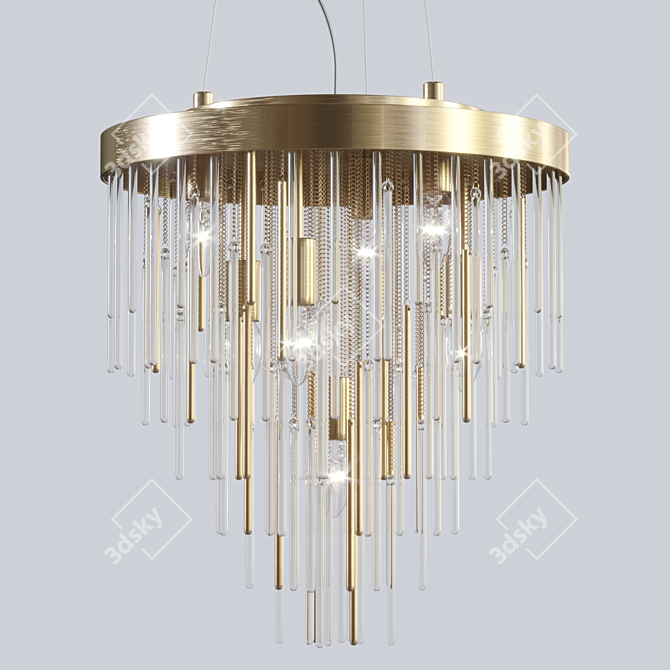 Modern Brass Ring Pendant Lamp 3D model image 4