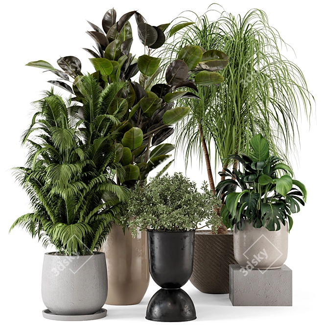  Green Oasis: Indoor Plants in Ferm Living Bau Pot 3D model image 1