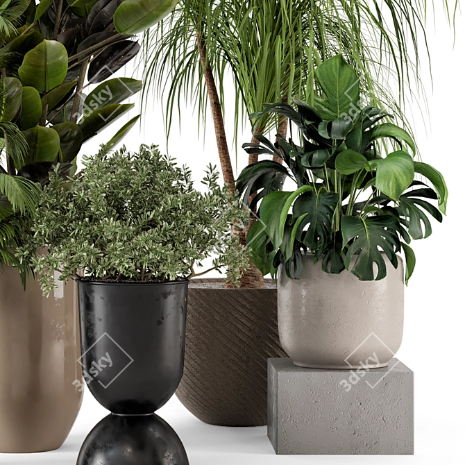  Green Oasis: Indoor Plants in Ferm Living Bau Pot 3D model image 6