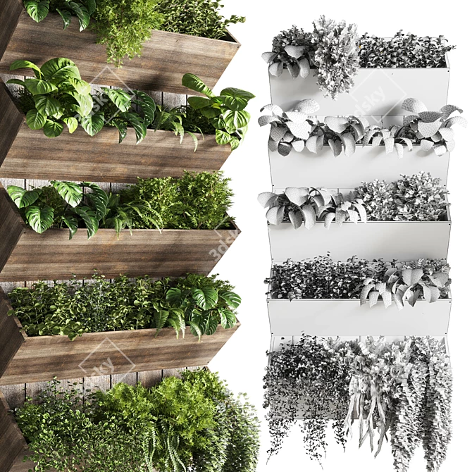 Wood Vertical Garden Stand 3D model image 5