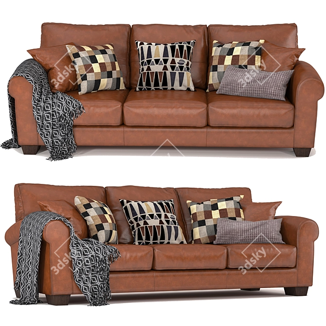 Italian Whisky All Leather Sofa 3D model image 1