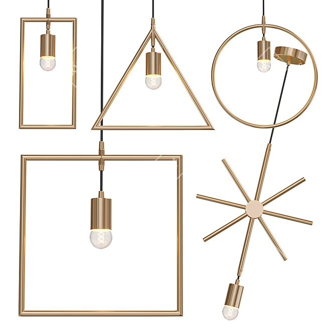 Modern Pendant Lighting Set 3D model image 1