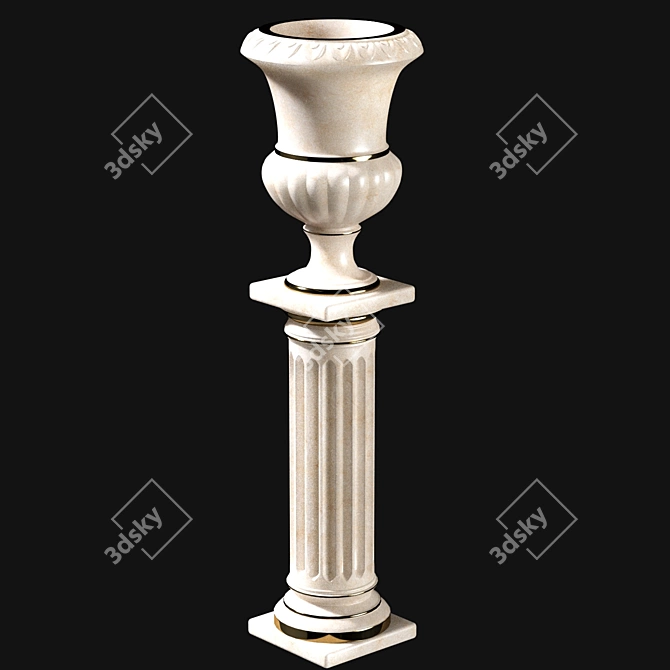 Elegant Marble Vase Stand 3D model image 1