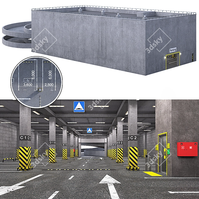 Secure Parking Lot: 24 Spaces 3D model image 6