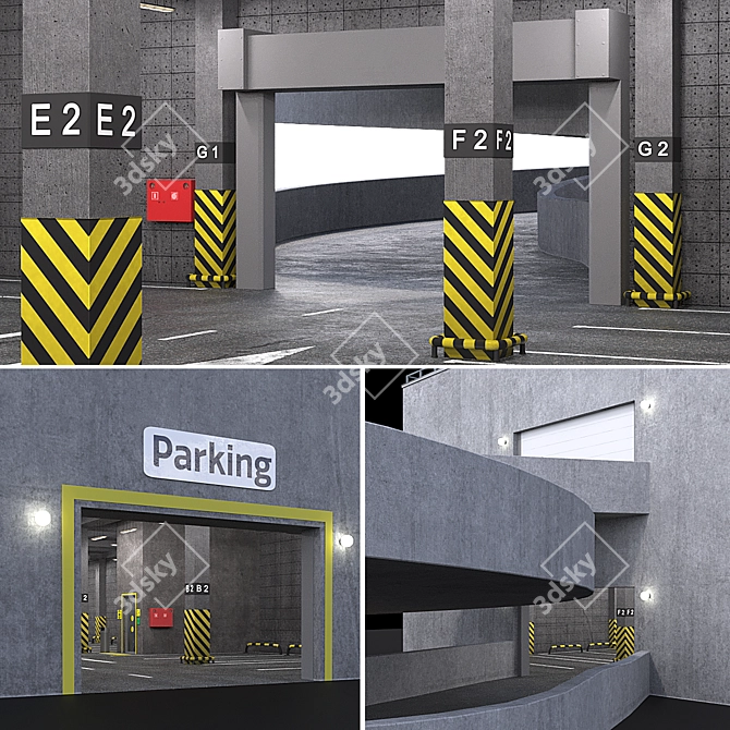 Secure Parking Lot: 24 Spaces 3D model image 10