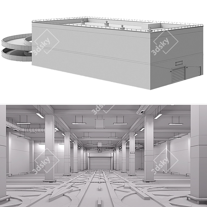 Secure Parking Lot: 24 Spaces 3D model image 12