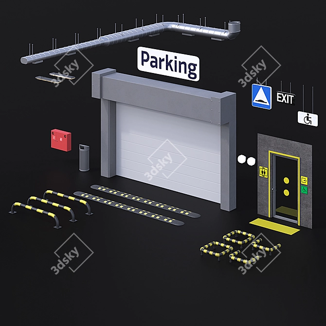Secure Parking Lot: 24 Spaces 3D model image 18