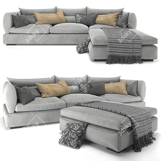 Elegant Blanche PARMA Sofa 3D model image 1