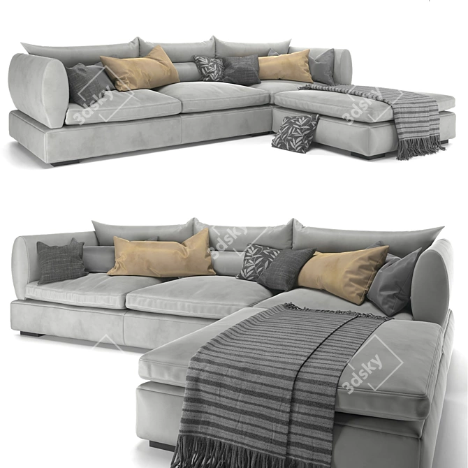 Elegant Blanche PARMA Sofa 3D model image 3