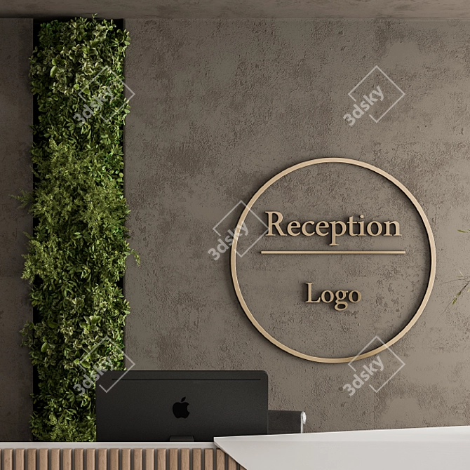 Elegant Reception Desk & Wall Art 3D model image 3