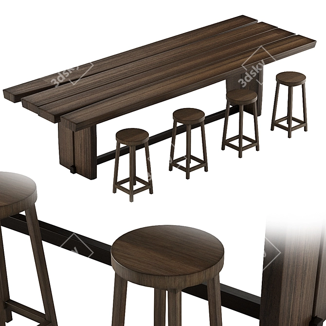Elegant Oak Dining Set 3D model image 1