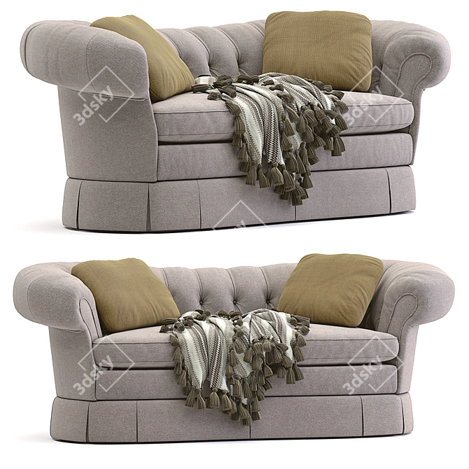 Elegant Victorian Loveseat 3D model image 7