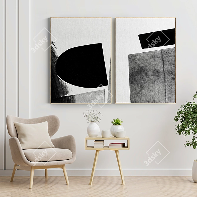 Modern Minimal Abstract Photo Frame 3D model image 4