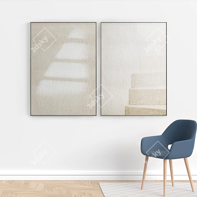  Modern Abstract Frame Set - 2 Designs, 5 Materials 3D model image 5