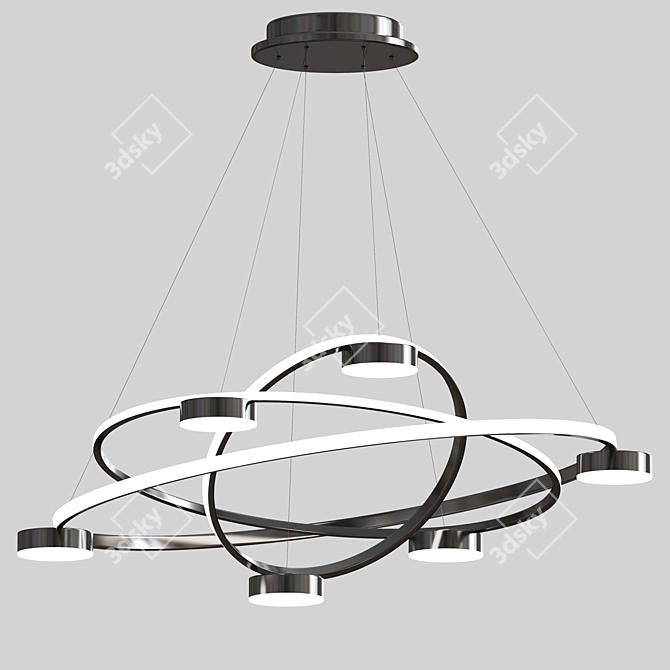 Elegant LED Iron Chandelier 3D model image 1