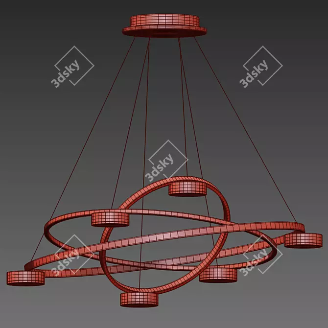 Elegant LED Iron Chandelier 3D model image 2