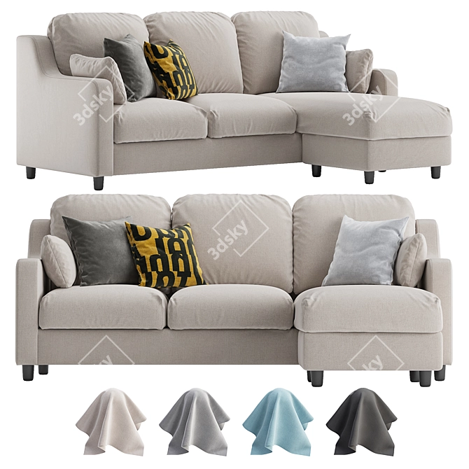 Stylish Vinliden Corner Sofa 3D model image 1