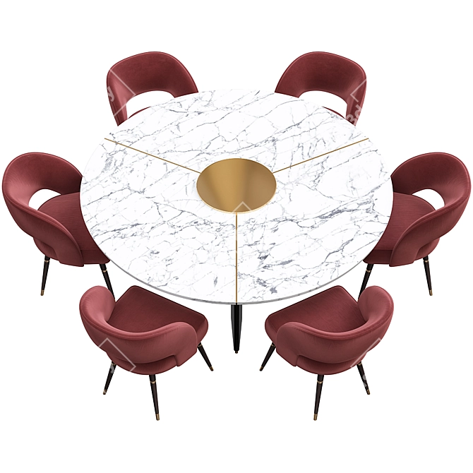 Luxurious Algerone Dining Set: Table & Lounge Chair 3D model image 2