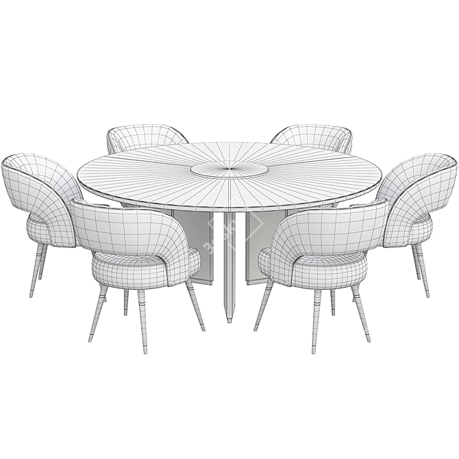 Luxurious Algerone Dining Set: Table & Lounge Chair 3D model image 3