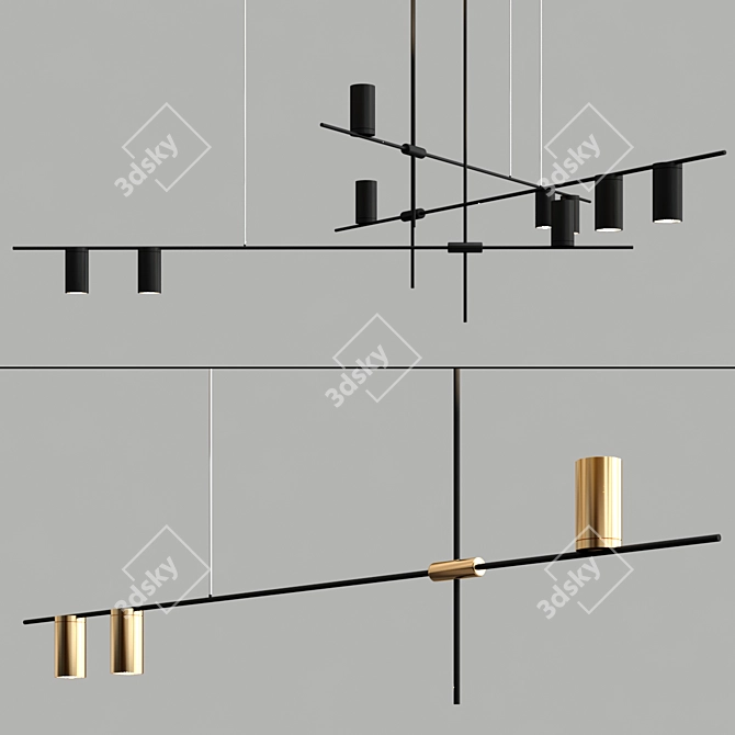 Sleek Swing Lights Chandelier 3D model image 2