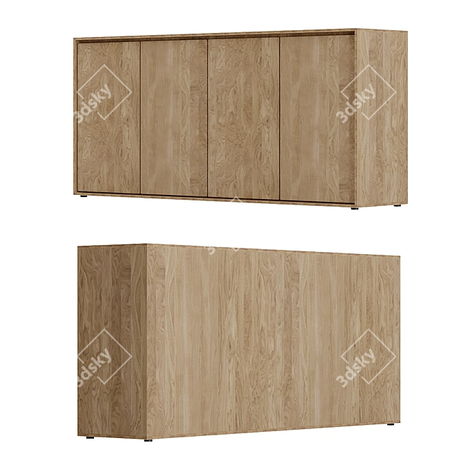 Loft-inspired Plywood Chest of Drawers - 2000x450x911 3D model image 1
