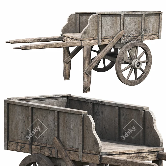 Medieval Carriage C4: Exquisite Lowpoly Masterpiece 3D model image 1