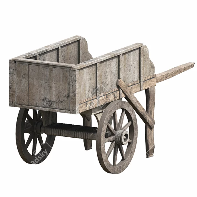 Medieval Carriage C4: Exquisite Lowpoly Masterpiece 3D model image 2