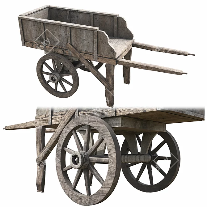 Medieval Carriage C4: Exquisite Lowpoly Masterpiece 3D model image 4