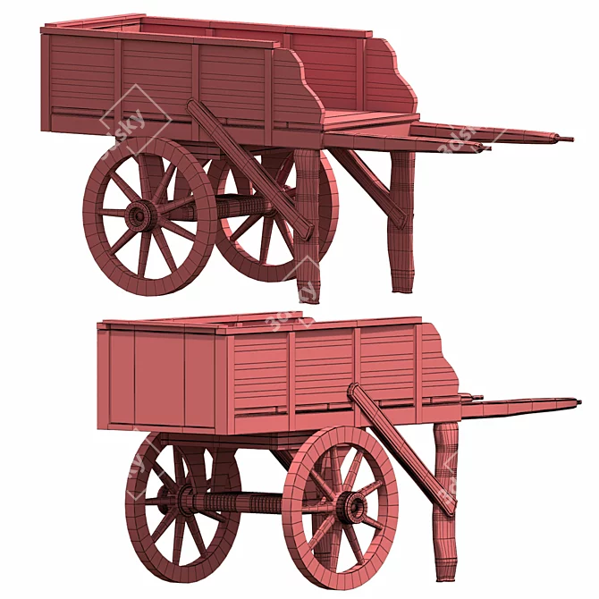 Medieval Carriage C4: Exquisite Lowpoly Masterpiece 3D model image 5