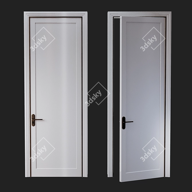 Title: Dual Tone Grey Door with Brass Trim - 800x2500mm 3D model image 1