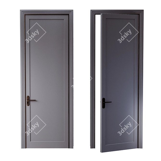 Title: Dual Tone Grey Door with Brass Trim - 800x2500mm 3D model image 2