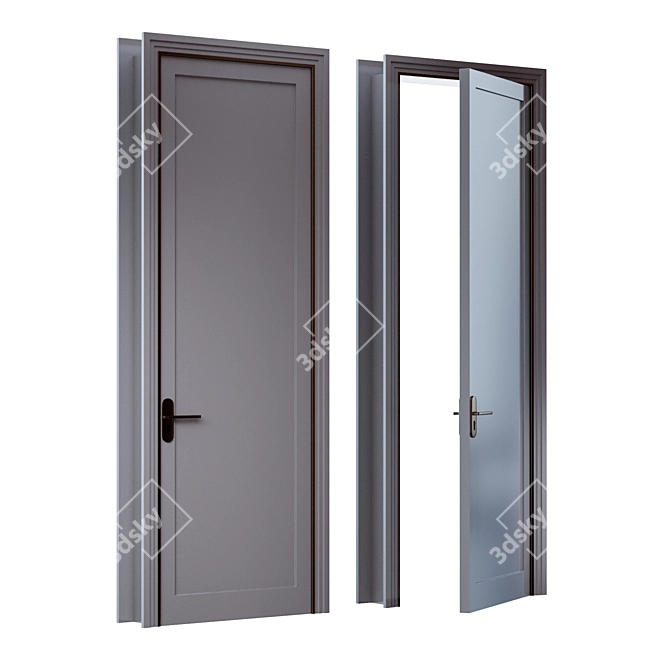Title: Dual Tone Grey Door with Brass Trim - 800x2500mm 3D model image 4
