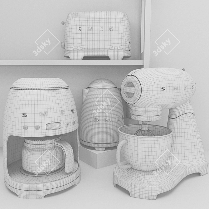 Smeg Blue Kitchen Appliance Set 3D model image 2