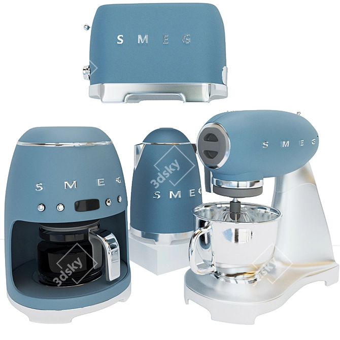 Smeg Blue Kitchen Appliance Set 3D model image 3