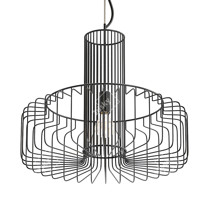 Sleek Noir Pendant Chandelier 3D model image 1