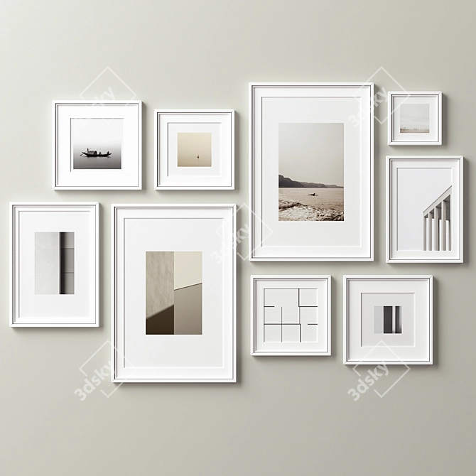 9-Piece Assorted Picture Frames Set 3D model image 2