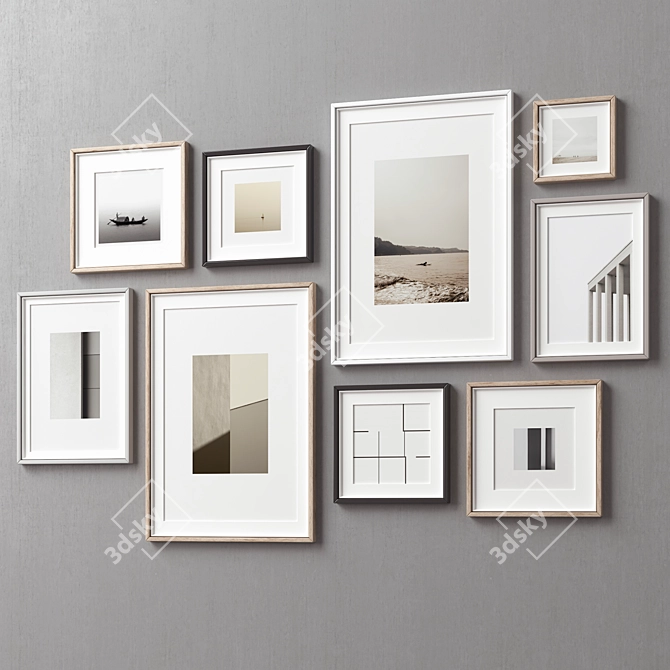 9-Piece Assorted Picture Frames Set 3D model image 6